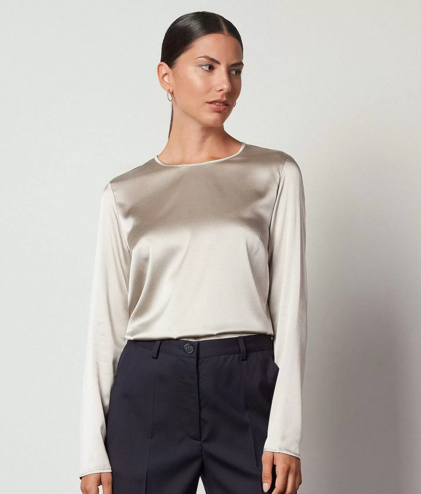 Falconeri Blusa Girocollo In Raso Di Seta New