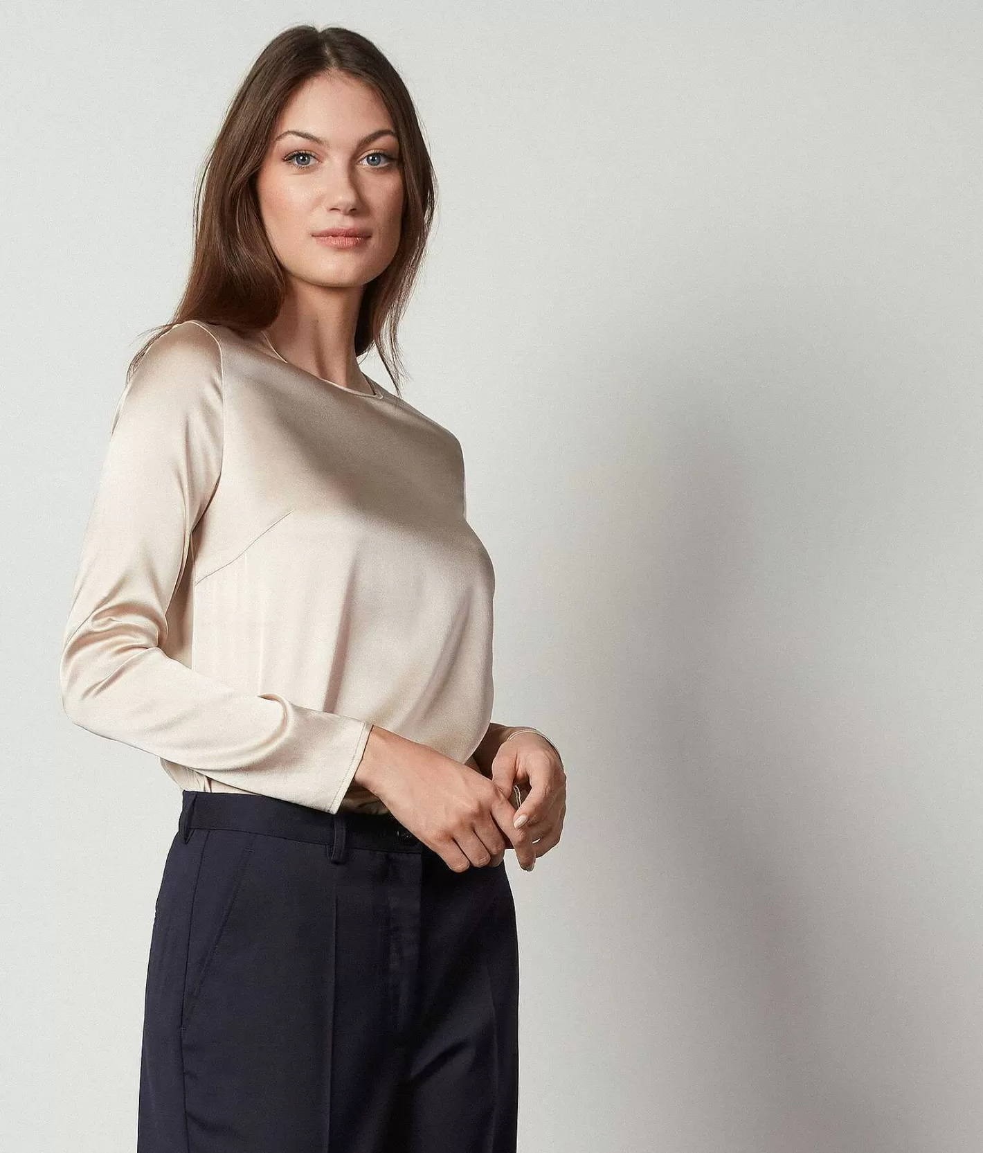 Falconeri Blusa Girocollo In Raso Di Seta Cheap