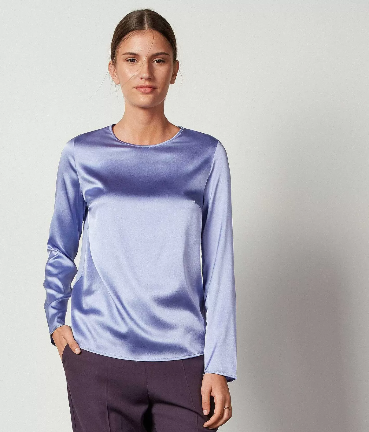 Falconeri Blusa Girocollo In Raso Di Seta Shop