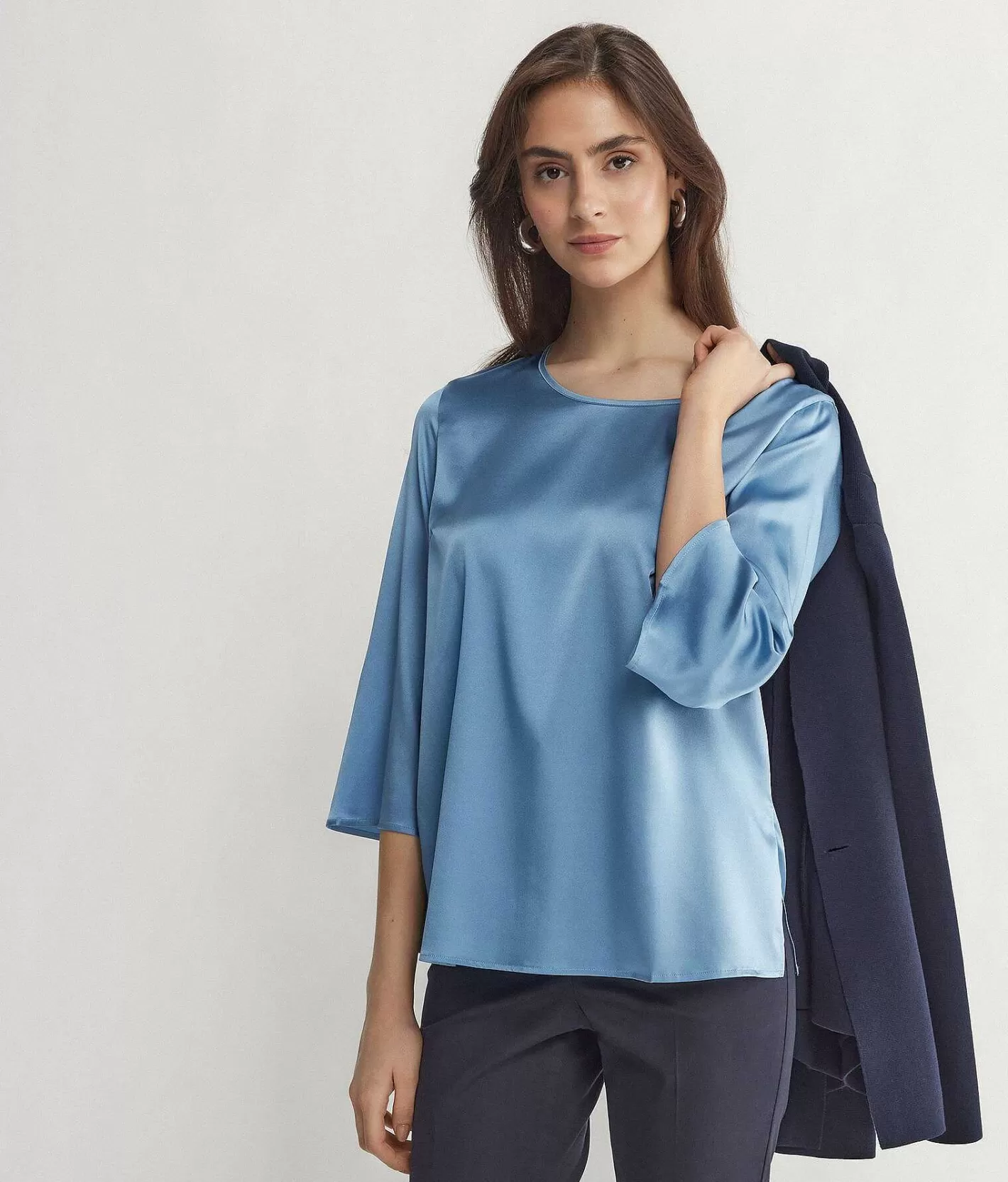 Falconeri Blusa Girocollo In Raso Seta Cheap