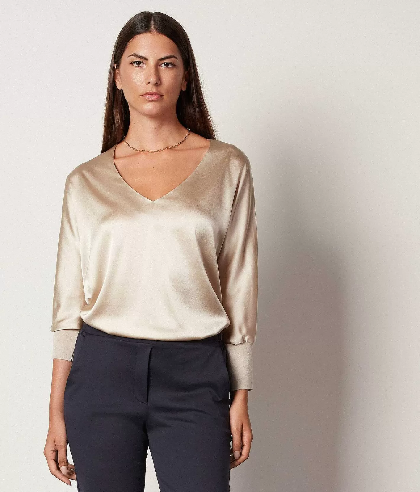 Falconeri Blusa Scollo V In Seta Cheap