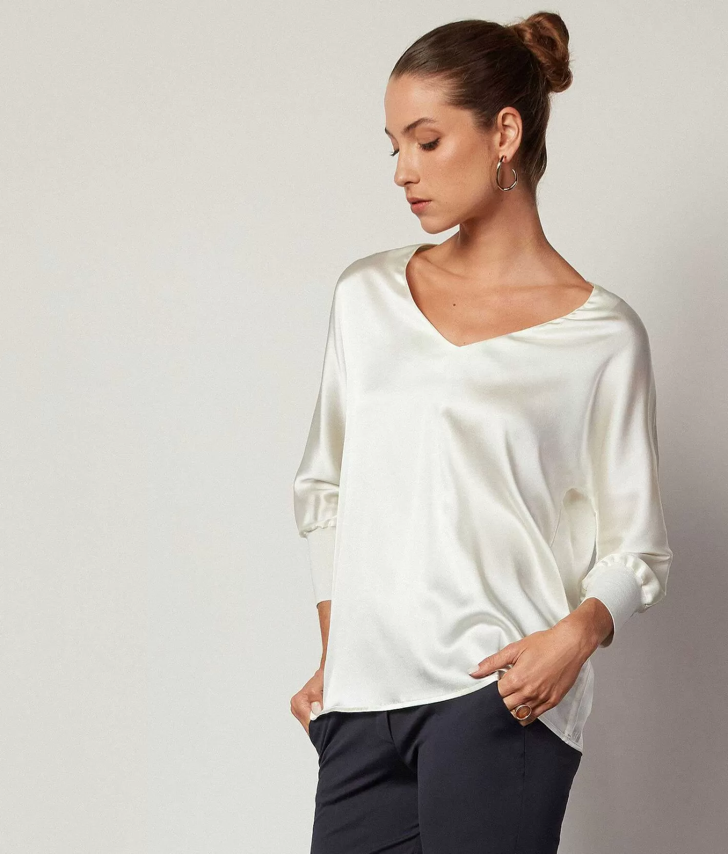 Falconeri Blusa Scollo V In Seta Cheap