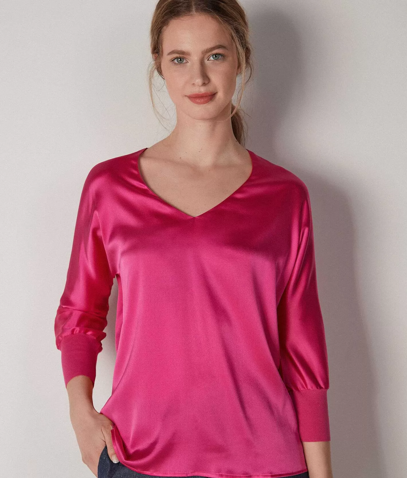 Falconeri Blusa Scollo V In Seta Cheap