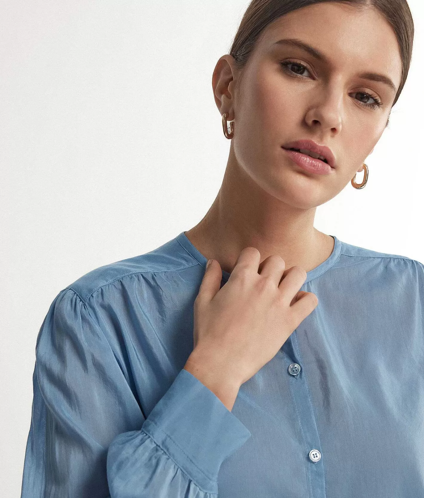Falconeri Camicia Con Collo Alla Coreana A Maniche Lunghe In Mussola Cheap
