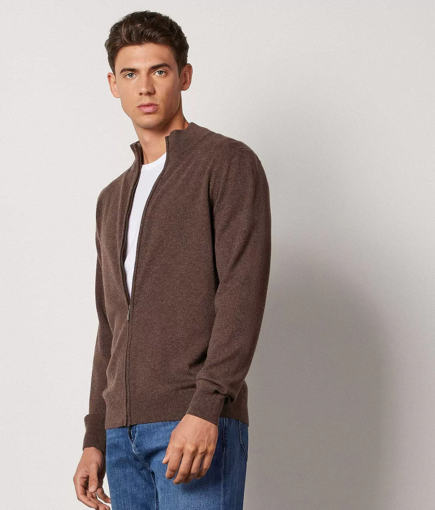 Falconeri Cardigan Zip Intera In Cashmere Ultrasoft Hot