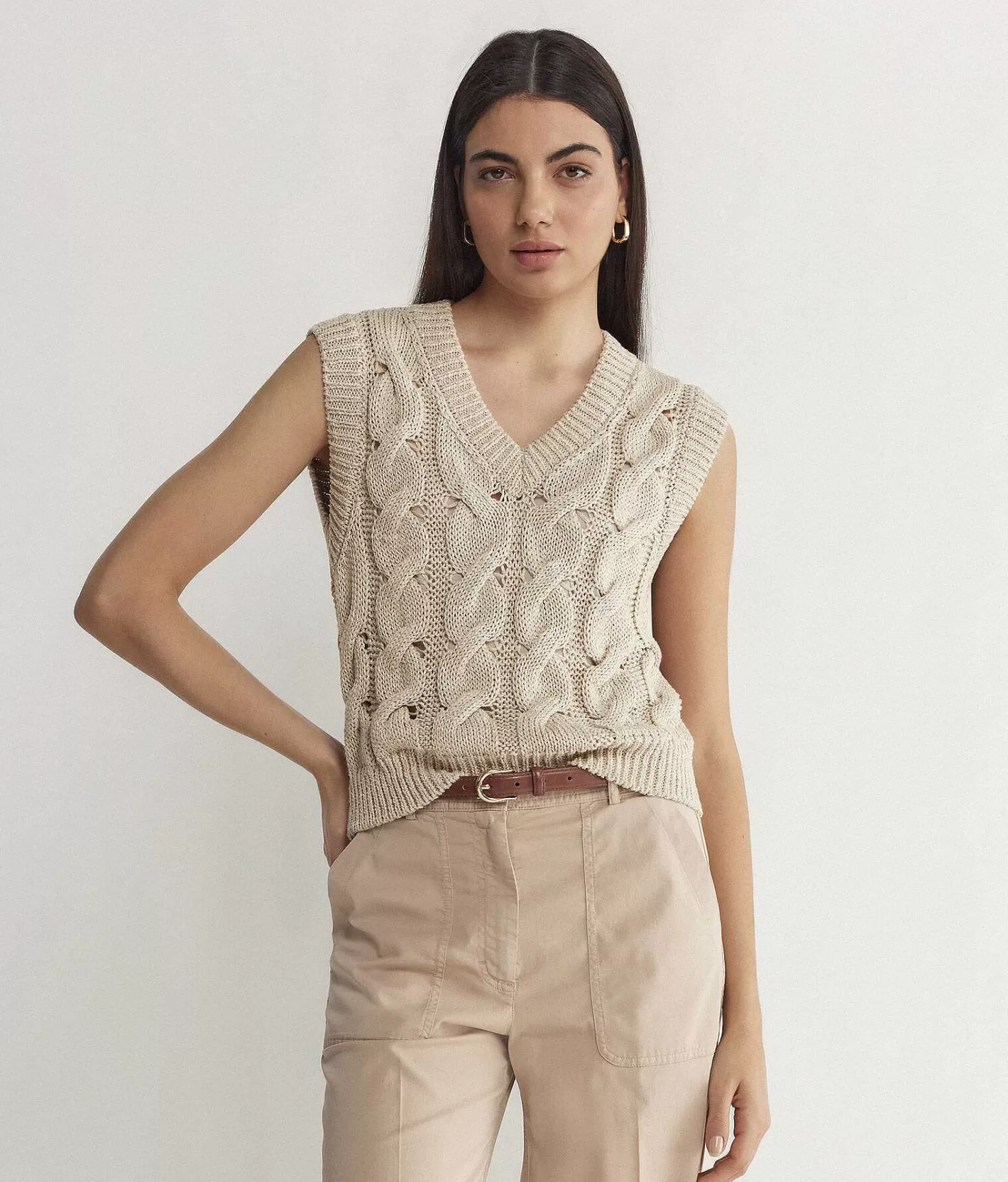 Falconeri Gilet Crop Treccia Best