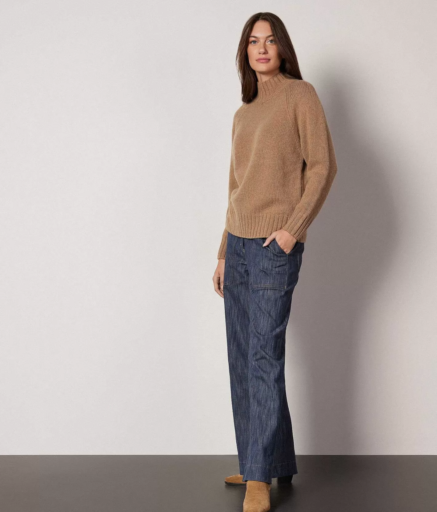 Falconeri Maglia Collo Alto In Cashmere Ultrasoft Tricot Flash Sale