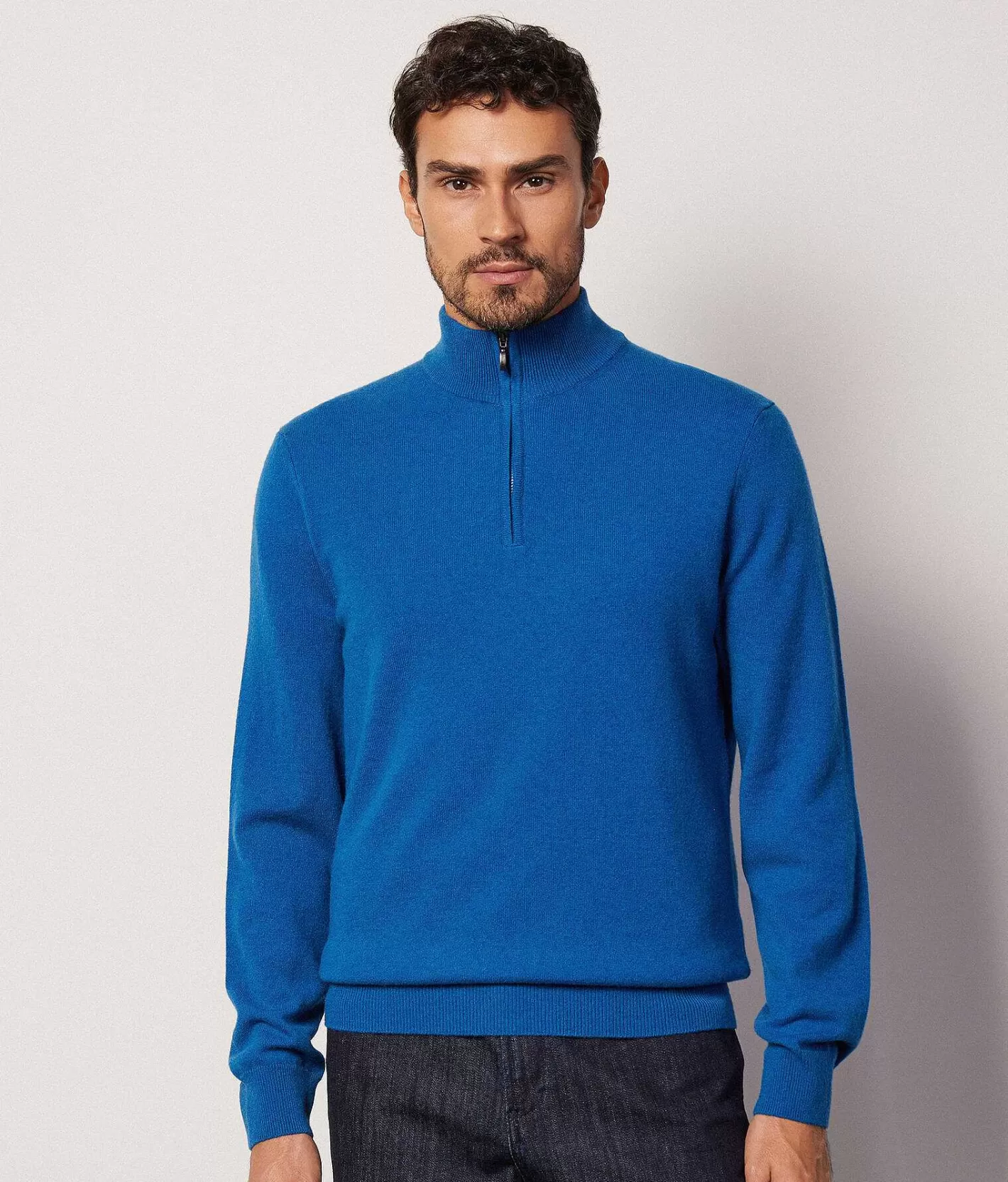 Falconeri Maglia Collo Alto Mezza Zip In Cashmere Ultrasoft Best Sale