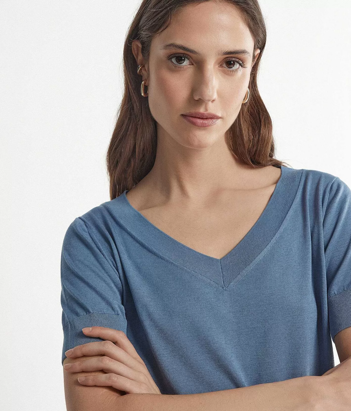 Falconeri Maglia Con Scollo A V A Maniche Corte In Seta Cotone Best Sale
