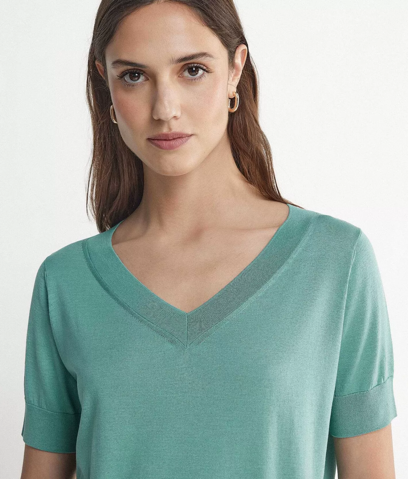 Falconeri Maglia Con Scollo A V A Maniche Corte In Seta Cotone Flash Sale