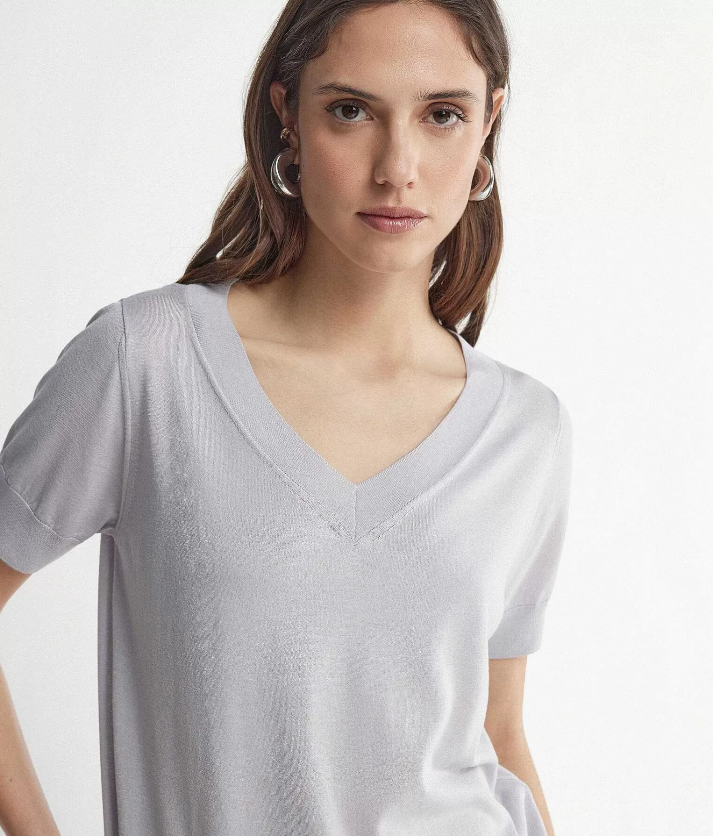 Falconeri Maglia Con Scollo A V A Maniche Corte In Seta Cotone Cheap