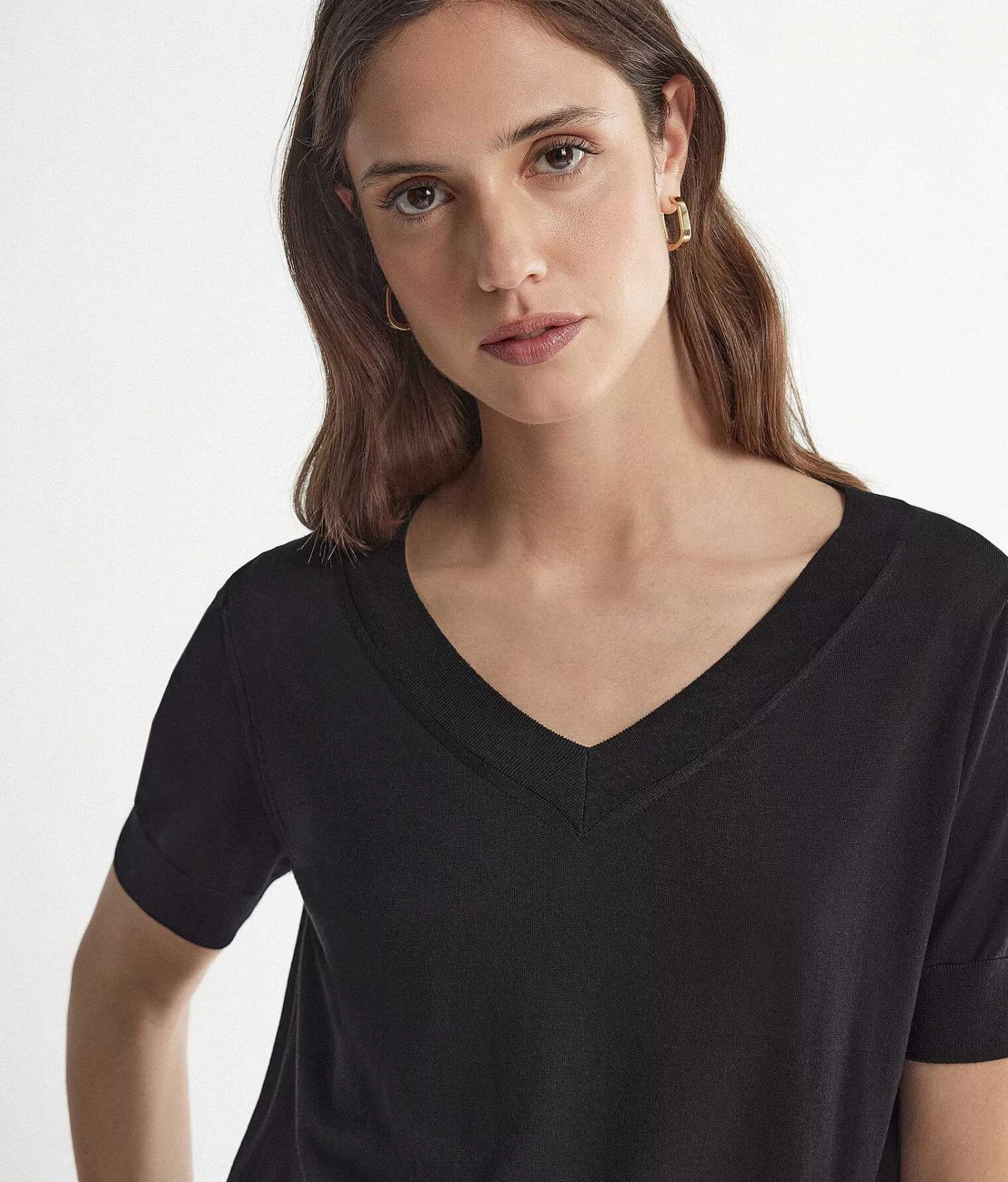 Falconeri Maglia Con Scollo A V A Maniche Corte In Seta Cotone Hot