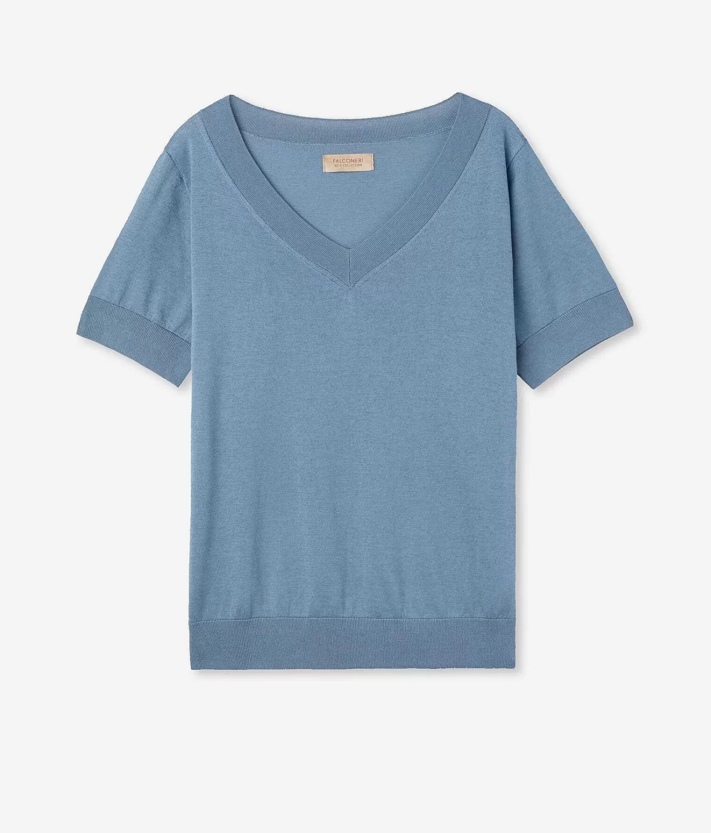 Falconeri Maglia Con Scollo A V A Maniche Corte In Seta Cotone Best Sale