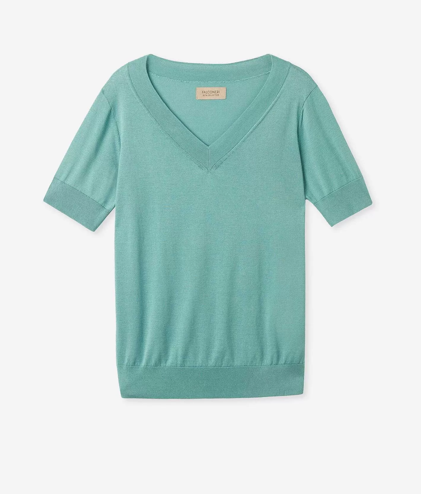 Falconeri Maglia Con Scollo A V A Maniche Corte In Seta Cotone Flash Sale