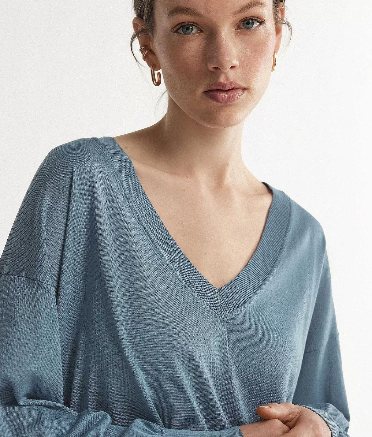 Falconeri Maglia Scollo A V In Seta E Cotone A Palloncino Store