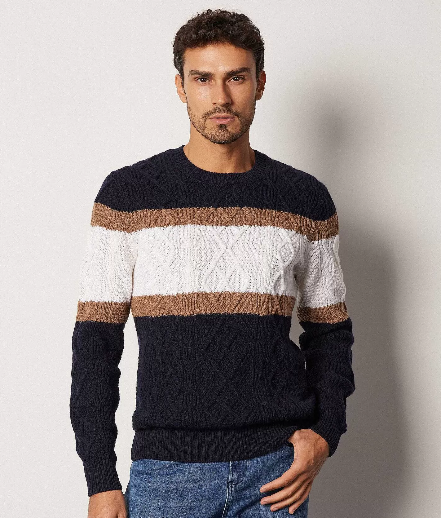 Falconeri Pullover Girocollo Fisherman In Cashmere Ultrasoft Sale