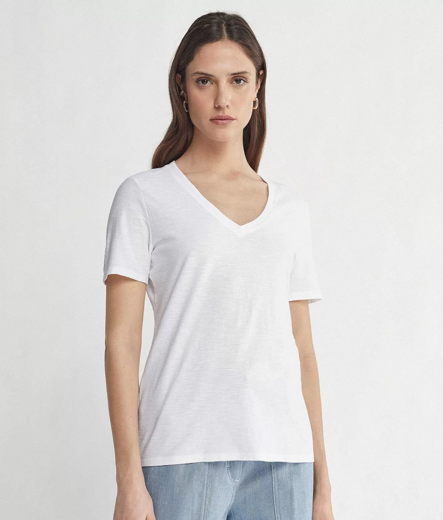 Falconeri T-Shirt A Maniche Corte Con Scollo A V In Cotone Outlet